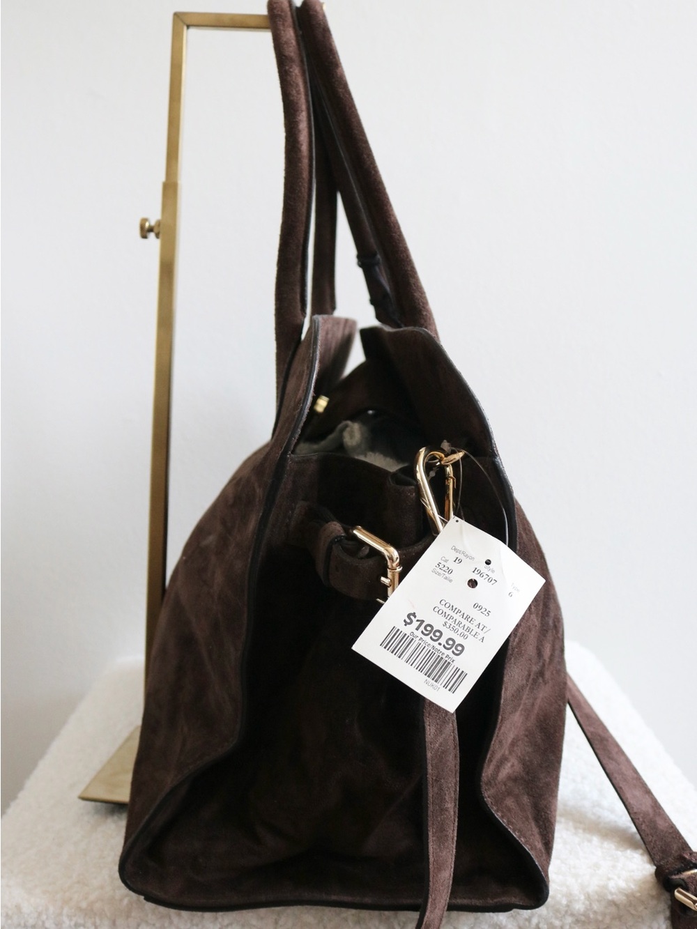 NWT Claudia Firenze Large Suede Bag Chocolate Brown - Picture 4 of 5
